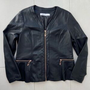 Cleo Black Faux Leather Jacket / Blazer - size XL (see description)
